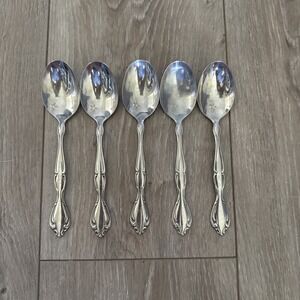 Set Of 5 Oneida CANTANA Oval Place Soup Spoons‎ Stainless Flatware